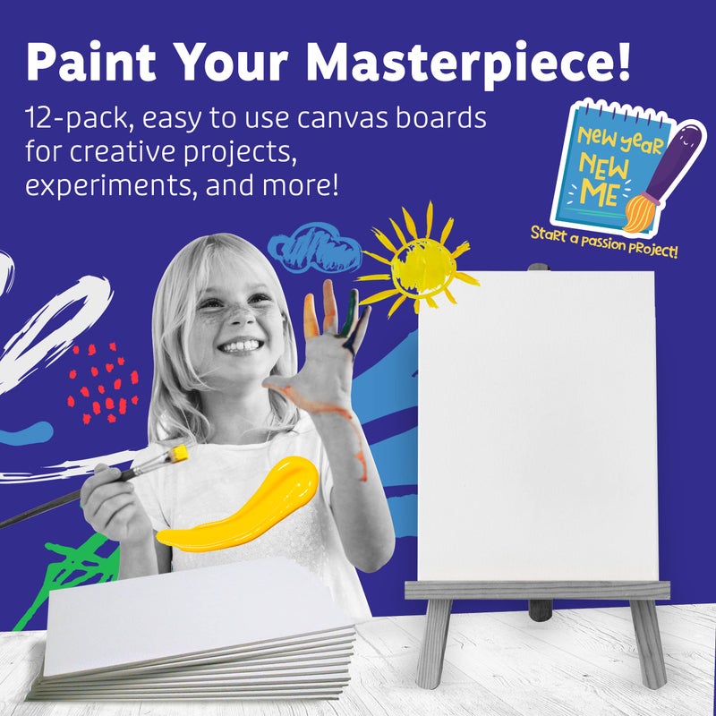 Artlicious Small Canvases for Painting - Pack of 12, 5 x 7 Inch Blank White Canvas Boards - 100% Cotton Art Panels Mini Canvas Bulk for Oil, Acrylic & Watercolor Small Canvas for Painting - Image 2